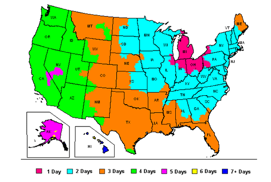 UPS time in transit map