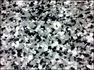 Black Marble Sparkle 1/4" Chips, Full Broadcast, Norklad 100M Clear Coat