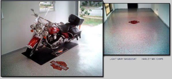 Epoxy Garage Floor Example - Harley Logo