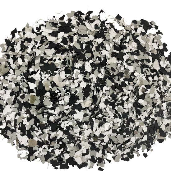 Color Chips BLOWOUT! / Black Marble Sparkle Blend 1/4" with 1/2" Silver Mica - Click Image to Close