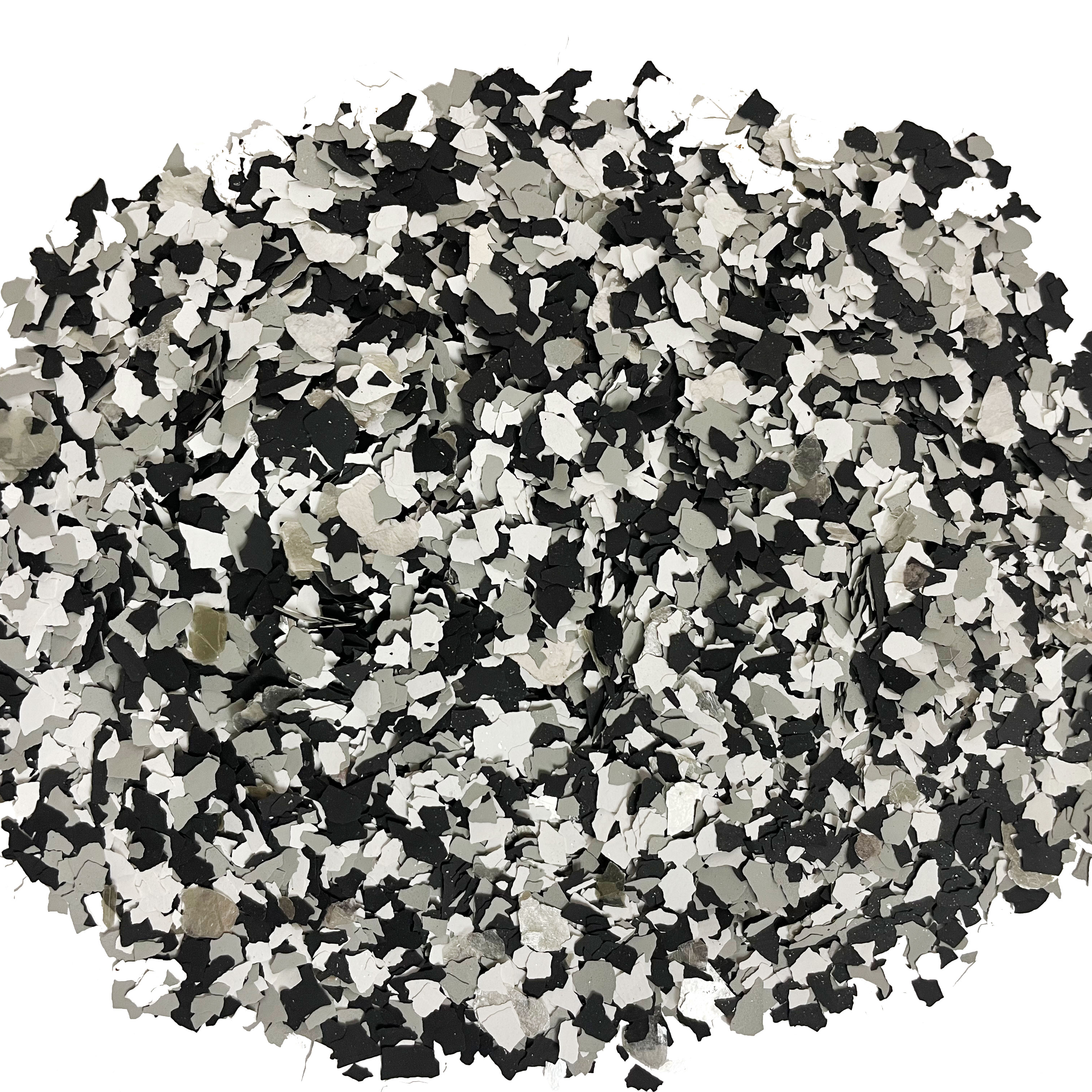 Color Chips BLOWOUT! / Black Marble Sparkle Blend 1/4" with 1/2" Silver Mica