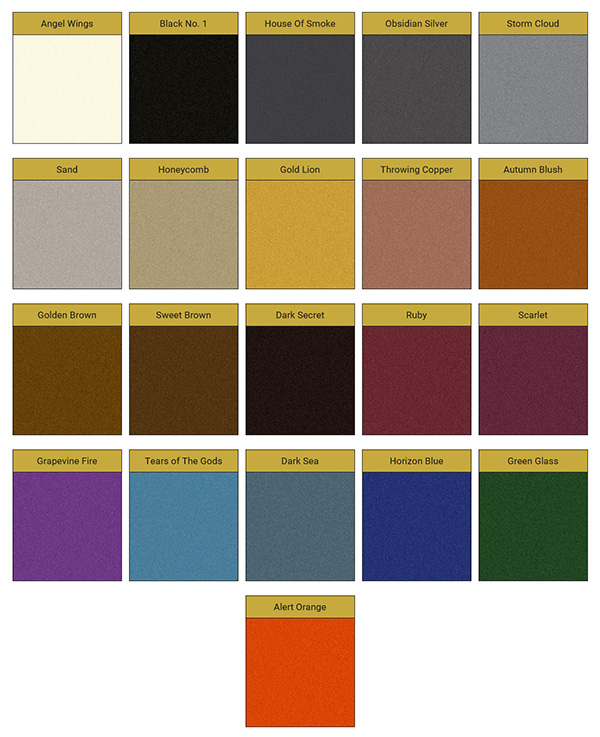 Metallic epoxy color chart